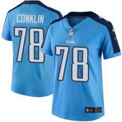Nike Titans #78 Jack Conklin Light Blue Womens Stitched NFL Limited Rush Jersey