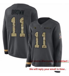 Titans 11 A J  Brown Anthracite Salute to Service Women Stitched Football Limited Therma Long Sleeve Jersey