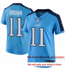Titans 11 A J  Brown Light Blue Women Stitched Football Limited Rush Jersey