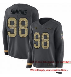 Titans 98 Jeffery Simmons Anthracite Salute to Service Women Stitched Football Limited Therma Long Sleeve Jersey
