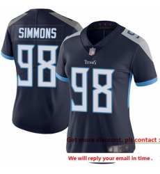 Titans 98 Jeffery Simmons Navy Blue Team Color Women Stitched Football Vapor Untouchable Limited Jersey