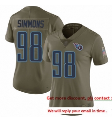 Titans 98 Jeffery Simmons Olive Women Stitched Football Limited 2017 Salute to Service Jersey
