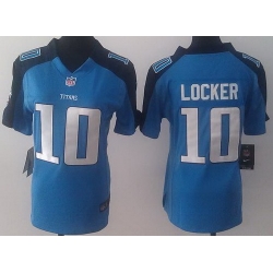 Women Nike Tennessee Titans 10 Jake Locker Light Blue NFL Jerseys