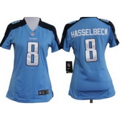 Women Nike Tennessee Titans 8# Matt Hasselbeck Light Blue Nike NFL Jerseys