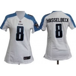 Women Nike Tennessee Titans 8# Matt Hasselbeck White Nike NFL Jerseys