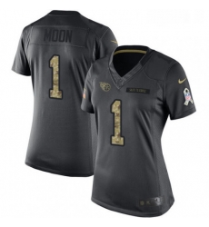 Womens Nike Tennessee Titans 1 Warren Moon Limited Black 2016 Salute to Service NFL Jersey