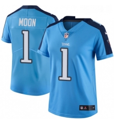 Womens Nike Tennessee Titans 1 Warren Moon Limited Light Blue Rush Vapor Untouchable NFL Jersey