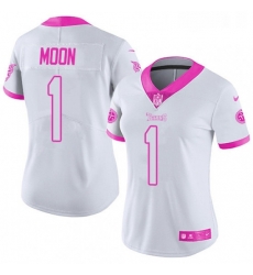 Womens Nike Tennessee Titans 1 Warren Moon Limited WhitePink Rush Fashion NFL Jersey