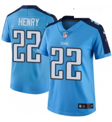 Womens Nike Tennessee Titans 22 Derrick Henry Limited Light Blue Rush Vapor Untouchable NFL Jersey