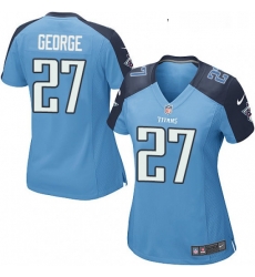 Womens Nike Tennessee Titans 27 Eddie George Game Light Blue Team Color NFL Jersey