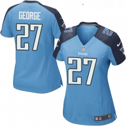 Womens Nike Tennessee Titans 27 Eddie George Game Light Blue Team Color NFL Jersey