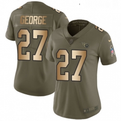 Womens Nike Tennessee Titans 27 Eddie George Limited OliveGold 2017 Salute to Service NFL Jersey