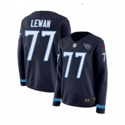Womens Nike Tennessee Titans 77 Taylor Lewan Limited Navy Blue Therma Long Sleeve NFL Jersey