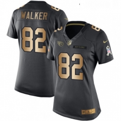 Womens Nike Tennessee Titans 82 Delanie Walker Limited BlackGold Salute to Service NFL Jersey