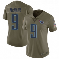 Womens Nike Tennessee Titans 9 Steve McNair Limited Olive 2017 Salute to Service NFL Jersey