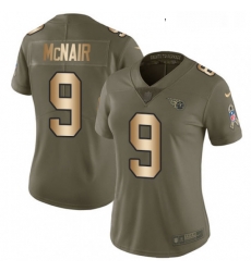 Womens Nike Tennessee Titans 9 Steve McNair Limited OliveGold 2017 Salute to Service NFL Jersey