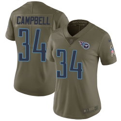 Womens Nike Titans #34 Earl Campbell Olive  Stitched NFL Limited 2017 Salute to Service Jersey