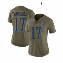 Womens Tennessee Titans 17 Ryan Tannehill Limited Olive 2017 Salute to Service Football Jersey