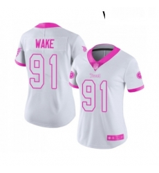 Womens Tennessee Titans 91 Cameron Wake Limited White Pink Rush Fashion Football Jersey