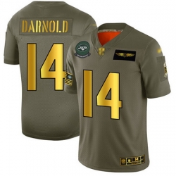 Jets 14 Sam Darnold Camo Gold Men Stitched Football Limited 2019 Salute To Service Jersey