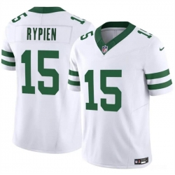 Men New York Jets 15 Brett Rypien 2023 F U S E  White Throwback Vapor Untouchable Limited Stitched Jersey