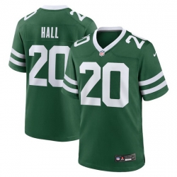 Men New York Jets 20 Breece Hall Green Throwback Stitched Game Jersey