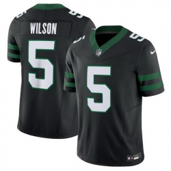 Men New York Jets 5 Garrett Wilson Black 2024 F U S E  Vapor Limited Stitched Jersey