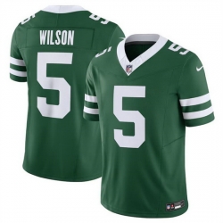 Men New York Jets 5 Garrett Wilson Green 2024 F U S E  Vapor Limited Stitched Jersey
