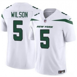 Men New York Jets 5 Garrett Wilson White 2023 F U S E Vapor Untouchable Limited Stitched Jersey