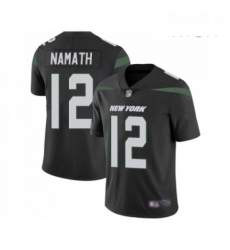 Mens New York Jets 12 Joe Namath Black Alternate Vapor Untouchable Limited Player Football Jersey