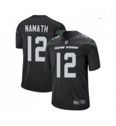 Mens New York Jets 12 Joe Namath Game Black Alternate Football Jersey