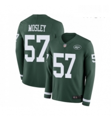Mens New York Jets 57 CJ Mosley Limited Green Therma Long Sleeve Football Jersey