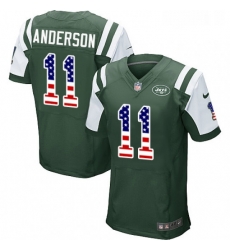 Mens Nike New York Jets 11 Robby Anderson Elite Green Home USA Flag Fashion NFL Jersey