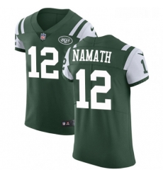 Mens Nike New York Jets 12 Joe Namath Elite Green Team Color NFL Jersey