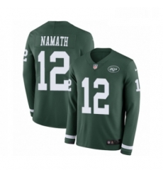 Mens Nike New York Jets 12 Joe Namath Limited Green Therma Long Sleeve NFL Jersey