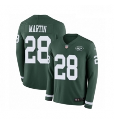 Mens Nike New York Jets 28 Curtis Martin Limited Green Therma Long Sleeve NFL Jersey