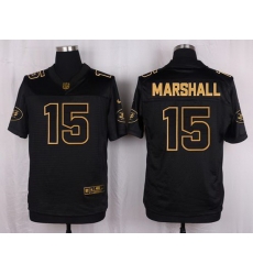 Nike Jets #15 Brandon Marshall Black Mens Stitched NFL Elite Pro Line Gold Collection Jersey