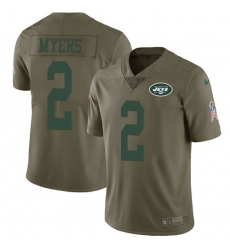 Nike Jets 2 Jason Myers Olive Mens Stitched NFL Limited 2017 Salute to Service Jersey