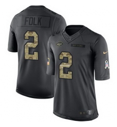 Nike Jets #2 Nick Folk Black Mens Stitched NFL Limited 2016 Salute to Service Jersey