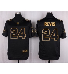 Nike Jets #24 Darrelle Revis Black Mens Stitched NFL Elite Pro Line Gold Collection Jersey