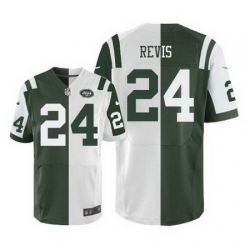Nike Jets #24 Darrelle Revis Green White Mens Stitched NFL Elite Split Jersey