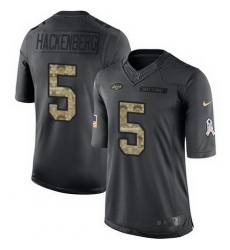 Nike Jets #5 Christian Hackenberg Black Mens Stitched NFL Limited 2016 Salute to Service Jersey