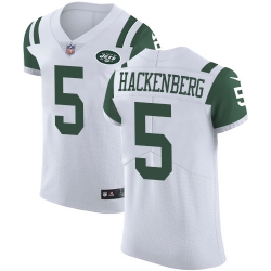 Nike Jets #5 Christian Hackenberg White Mens Stitched NFL Vapor Untouchable Elite Jersey