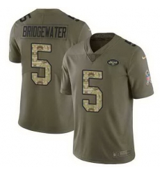 Nike Jets 5 Teddy Bridgewater Olive Camo Salute To Service Limited Jersey