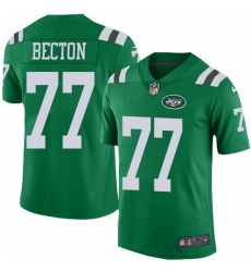 Nike Jets 77 Mekhi Becton Green Men Stitched NFL Limited Rush Jersey