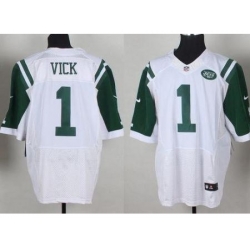 Nike New York Jets 1 Michael Vick White Elite NFL Jersey
