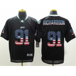 Nike New York Jets 91 Sheldon Richardson Black Elite USA Flag Fashion NFL Jersey