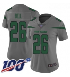 Jets #26 Le 27Veon Bell Gray Women Stitched Football Limited Inverted Legend 100th Season Jersey