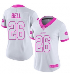 Jets 26 LeVeon Bell White Pink Womens Stitched Football Limited Rush Fashion Jersey