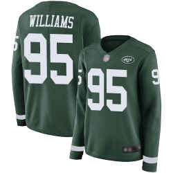 Jets 95 Quinnen Williams Green Team Color Women Stitched Football Limited Therma Long Sleeve Jersey